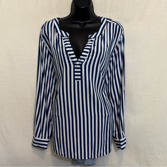 Jane and Delancey Tops - C-119 Jane &‎ Delancey PLUS SIZE 2X Blue & White Stripe Long Sleeve Blouse